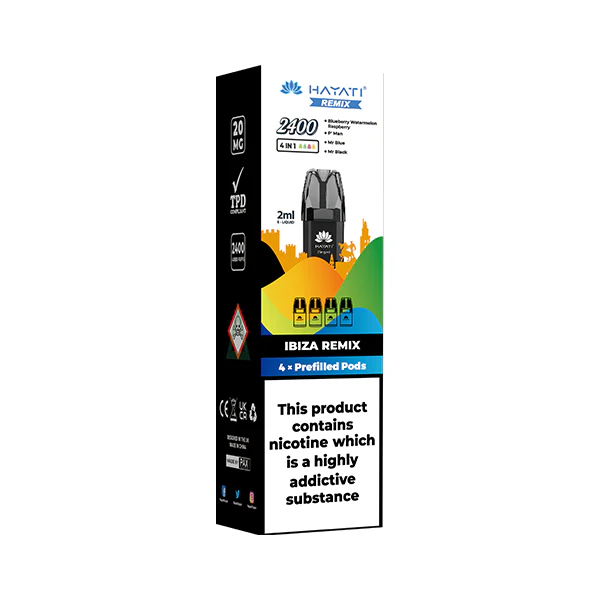 20mg Hayati Remix 2400 Replacement Pods 2400 Puffs 8 20mg Hayati Remix 2400 Replacement Pods 2400 Puffs 8