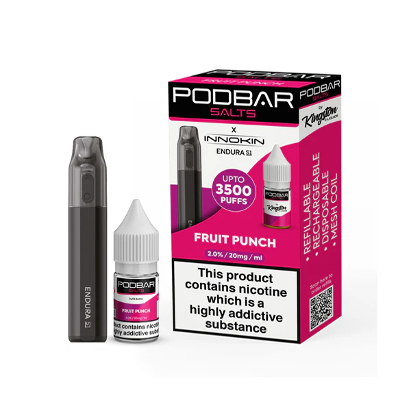 20mg Podbar Salts by Kingston x Innokin Endura S1 Disposable Vape Kit 3500 Puffs 8 20mg Podbar Salts by Kingston x Innokin Endura S1 Disposable Vape Kit 3500 Puffs 8