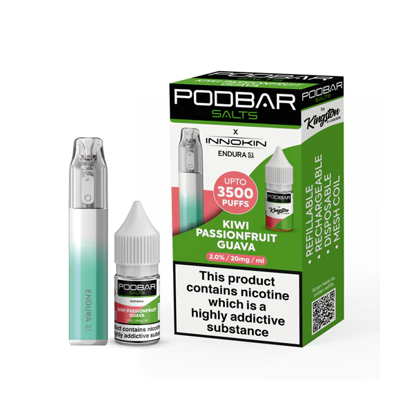 20mg Podbar Salts by Kingston x Innokin Endura S1 Disposable Vape Kit 3500 Puffs 10 20mg Podbar Salts by Kingston x Innokin Endura S1 Disposable Vape Kit 3500 Puffs 10